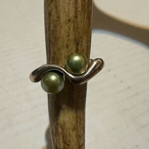 Signed Hagit Gorali Israel Sterling silver Green Pearl Ring 925 size 5